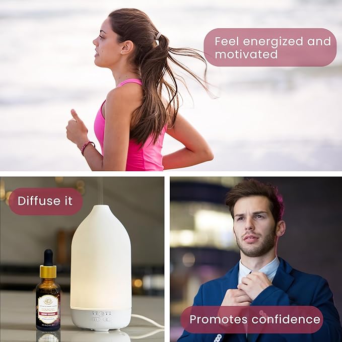Essential Oil Blend for Energy, Focus & Mood by Enhanced Essentials – 100% Pure, Slow-Distilled|Aromatherapy for Diffuser, Massage & Shower|Uplifting Citrus & Mint Notes|1 fl oz (30 ml)