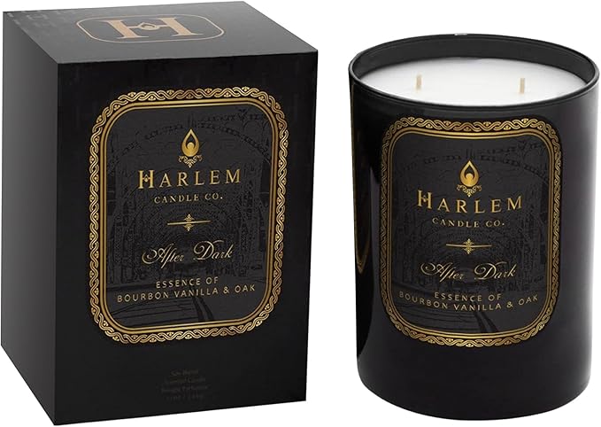 HARLEM CANDLE CO. After Dark - Luxury Scented Soy Candle, 11 oz - 80-Hour Burn Time | Bergamot, Saffron, Bourbon Vanilla, Oak | Scented Candles for Home