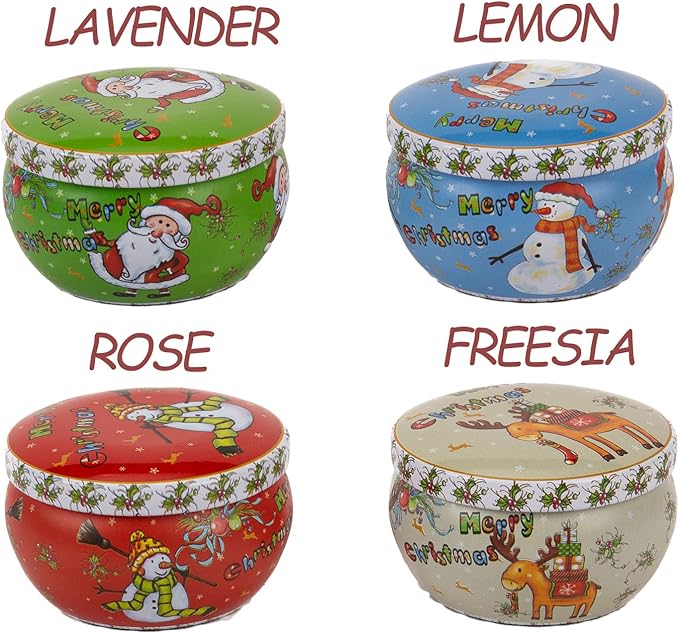 4PCS Scented Candle Set (Lavender, Lemon, Rose, Freesia)– Soy Wax Aromatherapy Candles for Home,Women’S for Yoga, Bath, Relaxation and Stress Relief Candle Set