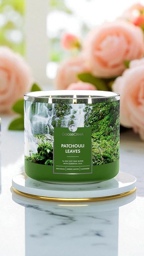 Patchouli Leaves Soy Wax Candle, 14.5 oz, Green Leaves and Cashmere Scent
