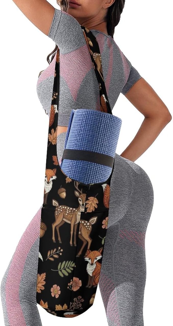 Aiyoolee Spacious Yoga Mat Storage Bag Single Shoulder Portable Carrier with Pocket for Gym Yoga Fitness