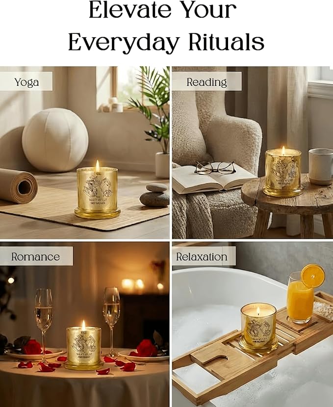 Organic Lily Sandalwood Scented Candle - Non Toxic Soy Wax, Aromatherapy Stress Relief, Meditation, Luxury Room Decor, Christmas Gifts for Women Men, House Fragrance with 16 Hours Burn Time(2.82oz)
