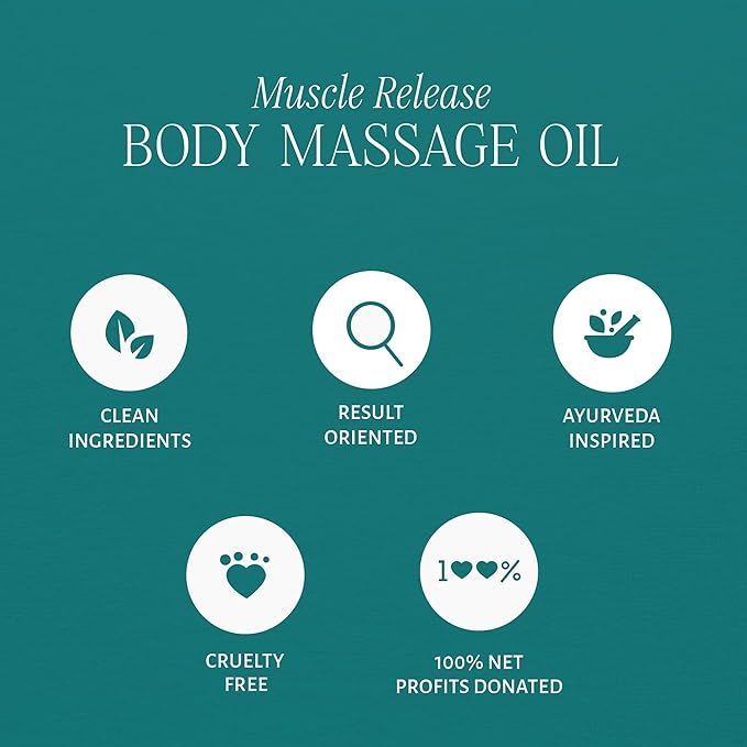 Shankara Muscle Relief Oil – Body Massage Oil for Sore Muscles and Joints with Arnica, Boswelia & Sweet Birch – Gua Sha, Ayurvedic Massage Therapy, Post Gym, Relaxation (100ml)