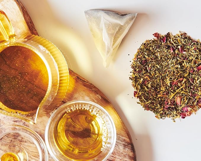 Grace Farms Organic SPEARMINT ROSE Herbal Tea (100 Enveloped Pyramid Sachets w/ String & Tag) | Naturally Sweet, Stress Relieving and Caffeine Free | Organic, Fair Trade and Kosher Certified | Delicious Iced Tea | Gives Back 100% of Profits