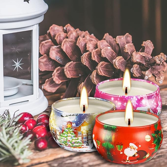 16 Pack Christmas Scented Candles Gift Set 2.5oz Strong Fragrance jar Candles Natural Soy Wax Candles Portable Travel Tin Jar Candles Gifts for Home Scented Decoration Birthday Valentine'sDay