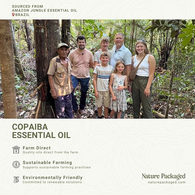 Copaiba Essential Oil - Direct from Amazon Jungle Essential Oils Brazil - Steam Distilled - Aceite de Copaiba for Aromatherapy, Massage, Diffuser, DIY Candle and Soap Making - 2lbs