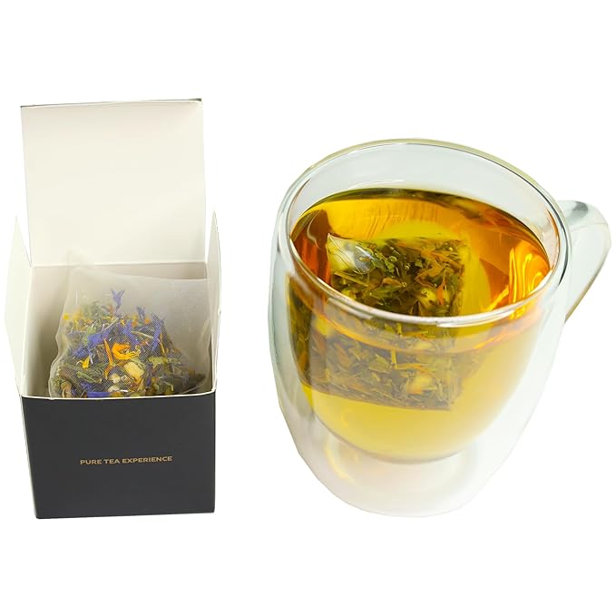 Pure And Easy Tea, Ascent Premium Tea Sampler, 15-Count Whole-Leaf Variety of Naturally Caffeinated Blends, Designed for Focus & Clean Energy, BPA-Free Pyramid Tea Bags, Gift Box (52.5g)
