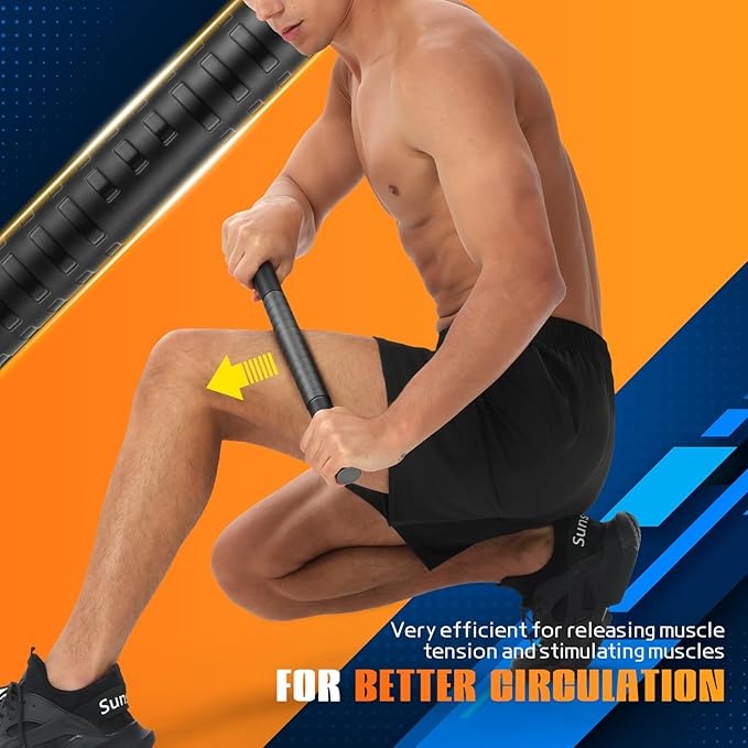 Muscle Roller Stick, Massage Roller for Muscle Deep Tissue Massage, Calf Roller for Myofascial Release, Therapy Roller Stick for Back, Legs, Arms, Waist, and Shoulders Full Body Use (Black)