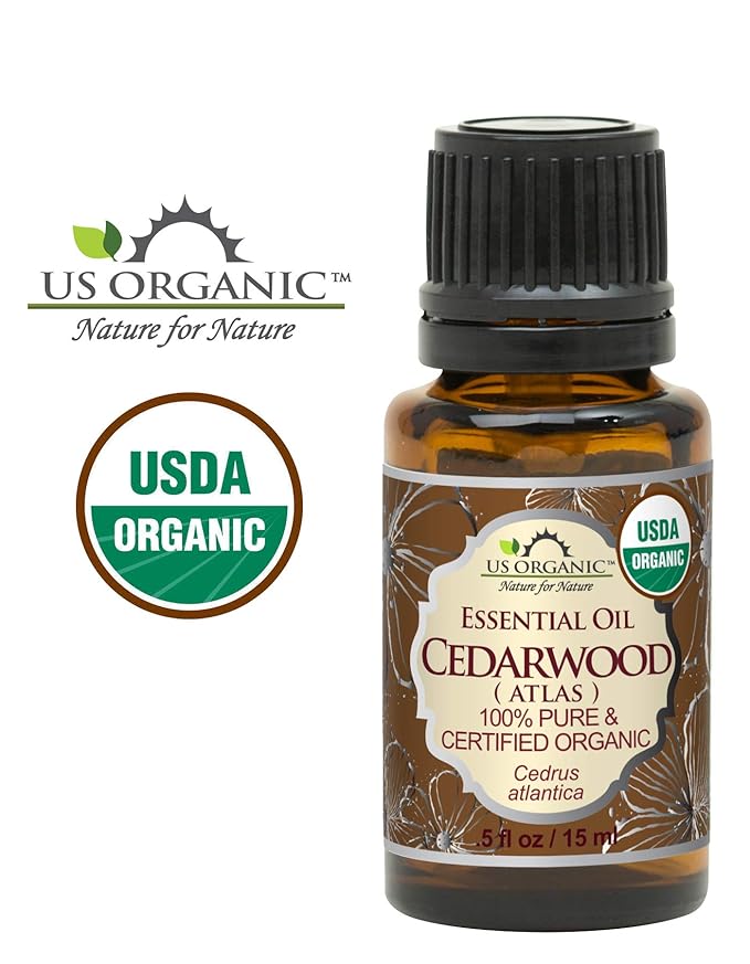 US Organic 100% Pure Cedarwood Essential Oil (Atlas) - USDA Certified Organic, Steam Distilled (More Size Variations Available) (15 ml / .5 fl oz)