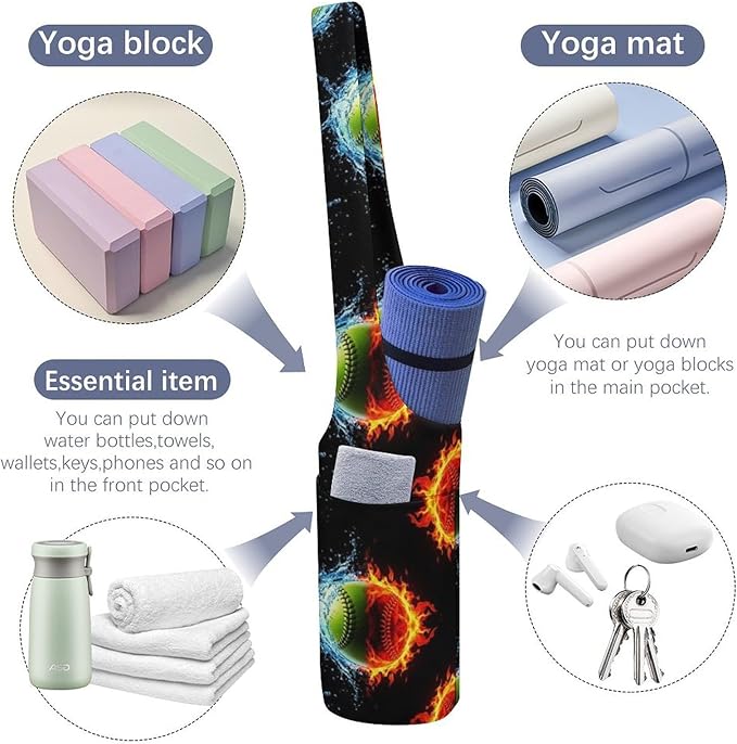 Aiyoolee Yoga Mat Carrier Portable Single Shoulder Strap Bag with Pocket for Gym Yoga Workout Travel