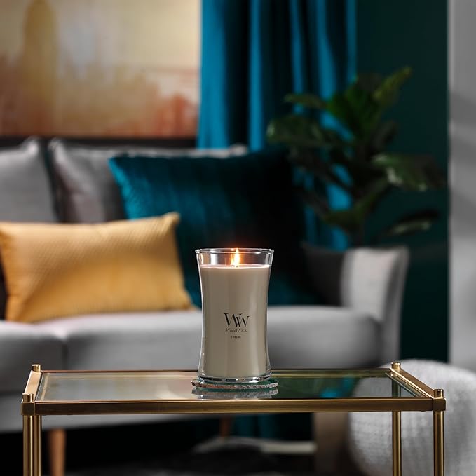 WoodWick Large Hourglass Fireside Candle Premium Soy Blend Wax Crackles as it burns Perfect for Gifting