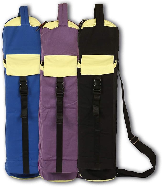 KNK Yoga Mat Bag Cotton Canvas Cover – Extra Large Yoga Tote with Adjustable Strap, Multi-Functional Pockets for Water Bottle, Towel, Blocks & Wallet – Durable Thick Canvas Mat Holder