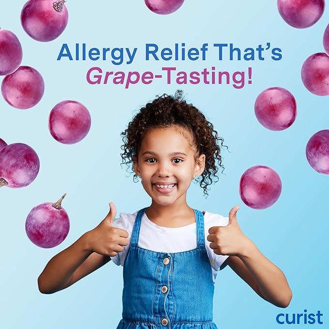 Curist Children's Allergy Medicine Chewable (Loratadine 5mg) 120 Count Grape Flavor - 24 Hour Allergy Relief for Sneezing, Runny Nose, Itchy Eyes & Throat - Kids Allergy Chewable Tablets (Pack of 2)