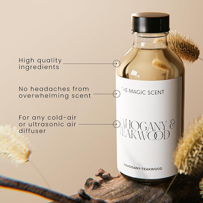 The Magic Scent Mahogany & Teakwood Diffuser Oil - Hotel & Home Luxury Scents Inspired by Abercrombie & Fitch - Diffuser Oil Scents for Home Designed for Use in All Diffusers - 8.5 fl oz, 250 mL