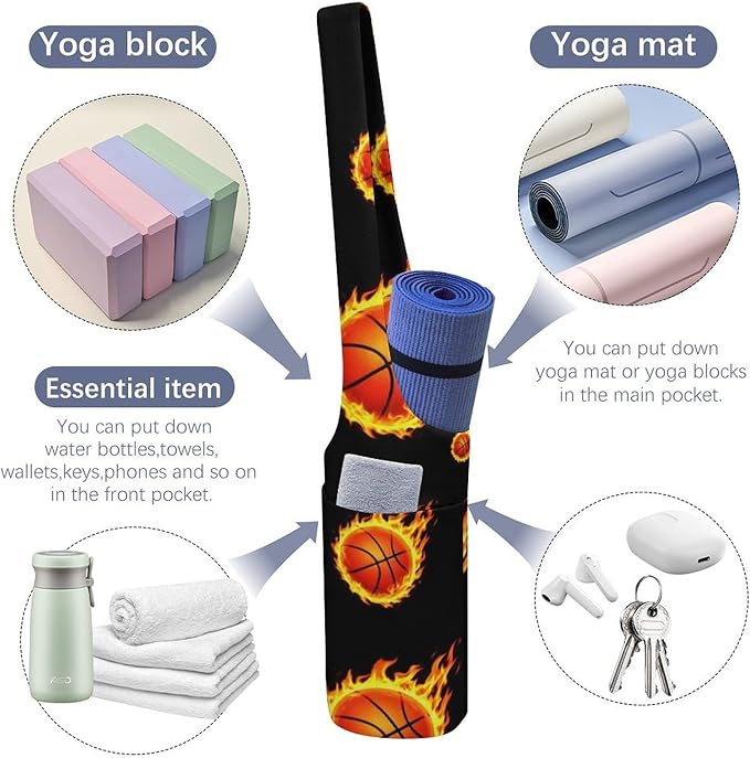 Aiyoolee Portable Yoga Mat Carrier Single Shoulder Bag with Pocket Spacious for Yoga Gym Fitness Travel