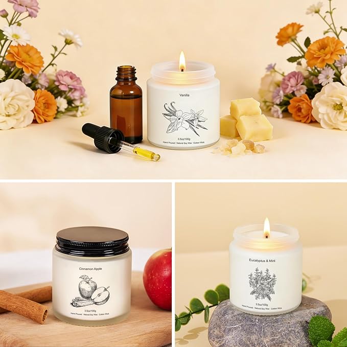 Holiday Winter Candles Gift Set,8 Pack Long Lasting Soy Candles for Home,Natural Aromatherapy Candles with Relaxing Scents,Perfect Spa Gifts for Women