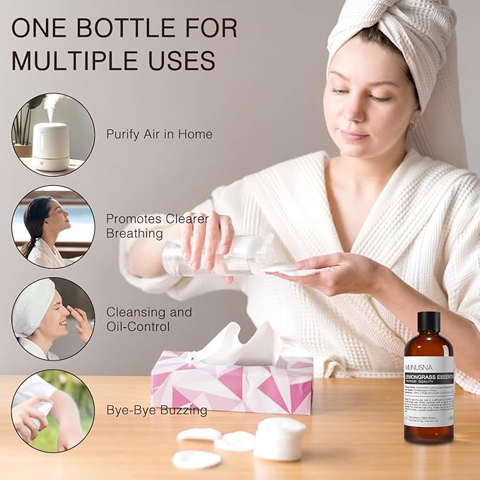 Lemongrass Essential Oil, 100% Natural & Pure Lemongrass Oil 100ML, Premium Grade Essential Oils Aromatherapy Scented Oils for Diffusers, Home Care, Skin, Laundry, Spray, Candle Soap Making