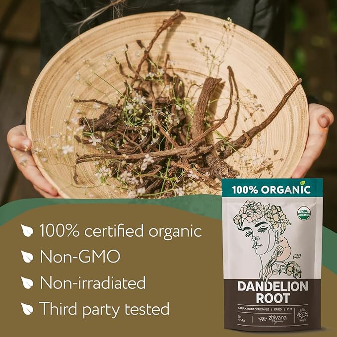 Dandelion Root Tea Loose (16 oz.) – Organic Dandelion Root Herb - Te de Diente de Leon Organico Natural - Liver Cleanse, Digestion, Liver Detox
