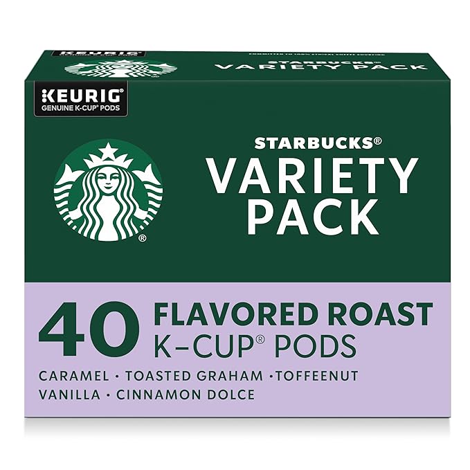 Starbucks K-Cup Coffee Pods, Flavored Hot or Iced Coffee, Variety Pack, 40 Keurig Pods