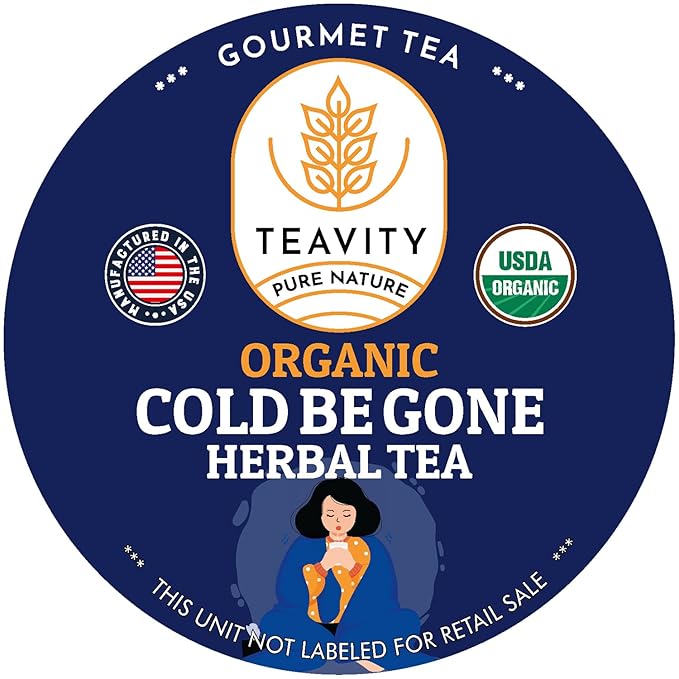 Organic Rooibos Tea Pods for Keurig with Lemon, Mint, Licorice - Unsweetened Decaf Tea for K Cup Brewing - Cold- Be-Gone by Teavity (24 Tea Pods)