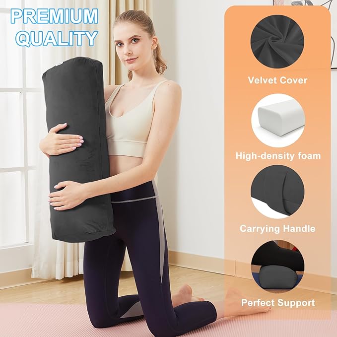 TokSay Rectangular Yoga Bolster Pillow, Meditation Pillow for Yin & Restorative Yoga, Filled with Wasted Sponge