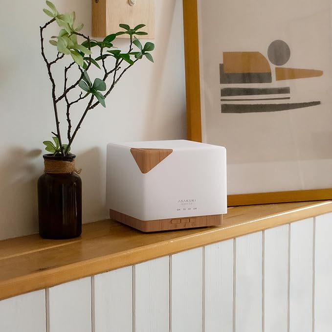 ASAKUKI 700 ml Essential Oil Diffuser for Home and Office, 7 LED Lights Aromatherapy Humidifier with Auto-Off Safety Switch