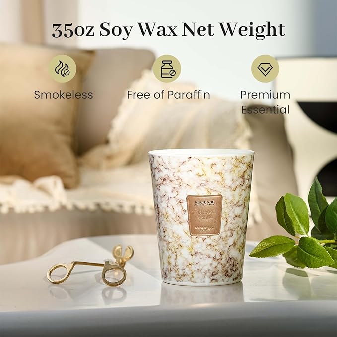 M&SENSE Extra Large Candle 35oz 150H Sugared Lemon Zest Scented Candle, 3 Wick Highly Scented Jar Candle, XL Candles Gift for Stress Relief, Meditation, Yoga