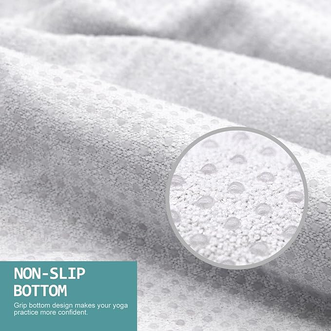 Eunzel Hot Yoga Towel, Non Slip Yoga Mat Towel Sweat Absorbent Printed Yoga Towel with Grip Dots for Hot Yoga, Pilates and Workout 72"x 24", Teal Flow