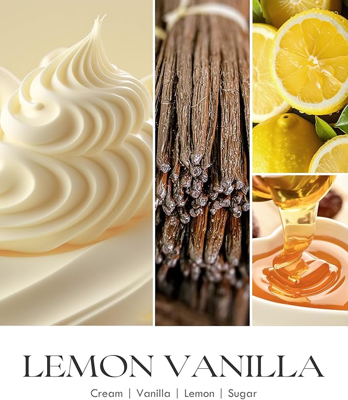 AOOVOO Lemon Vanilla Candles - Scented Candle Gift for Women, 22 oz Large Soy Candle, 120 Hours Burn, Jar Candle for Home Scented, Relaxing, Stress Relief Candles