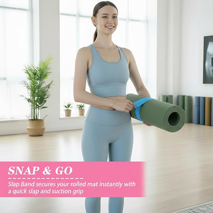 APLZGMG Yoga Mat Strap, One Snap Yoga Mat Slap Band for Keep Mats Tightly Rolled, Elastic One Snap Straps Band