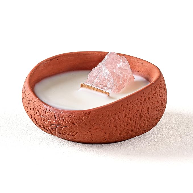 Simple Deluxe Grapefruit & Vanilla Aromatherapy Candle Soy Wax with Strawberry Crystal and Wood Wick | Scented Candle with Ritual Paper and Cinnabar for Love, Stress Relief | 2.5 oz, Gift for Women