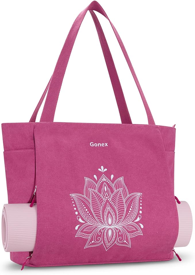Gonex Yoga Mat Bag, Large Tote Bag with Multi Pockets for Women Men, Canvas Mat Carrier, Full Zipper Easy Access for Pilates Gym Travel