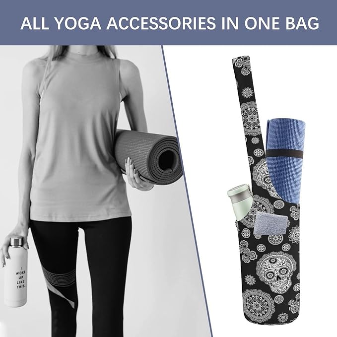 Meaudiwes Stylish Yoga Mat Bag for Women Exercise Mat Holder with Shoulder Strap Yoga Mats Totes Sports Storage Bag