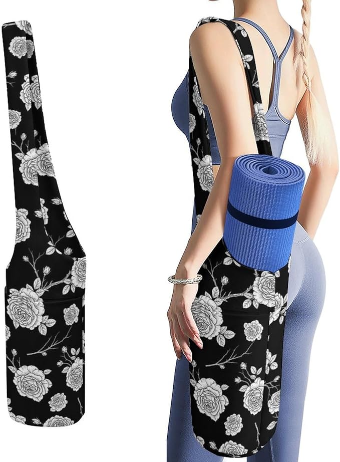 Meaudiwes Yoga Mat Bag for Women, Stylish Yoga Mat Tote Sling Carrier Bag, Long Strap Exercise Mats Totes Sport Storage Bag