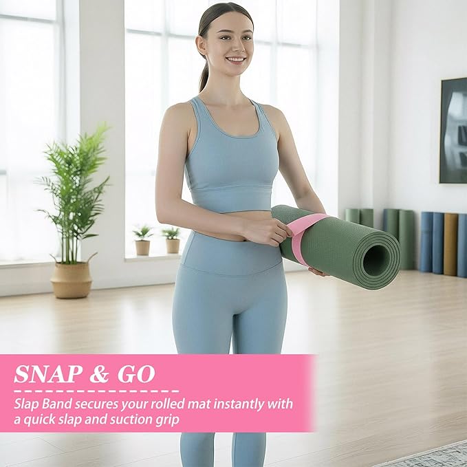 APLZGMG Yoga Mat Strap, One Snap Yoga Mat Slap Band for Keep Mats Tightly Rolled, Elastic One Snap Straps Band