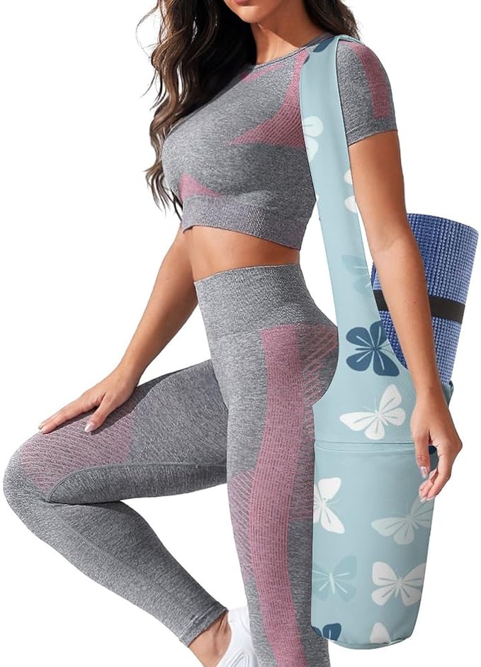 Aiyoolee Single Shoulder Yoga Mat Carrier Bag Portable Spacious with Pocket for Yoga Gym Fitness Travel