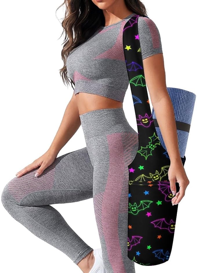 Meaudiwes Yoga Mat Bag for Women, Stylish Yoga Mat Tote Sling Carrier Bag, Long Strap Exercise Mats Totes Sport Storage Bag
