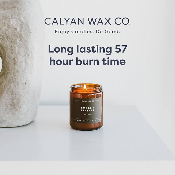 Calyan Wax Co. Rose & Peony Scented Candle - 57 Hour Burn - Luxury Non Toxic Soy Wax Candles - Long Lasting Amber Glass Jar Candle for Home - 7.2oz
