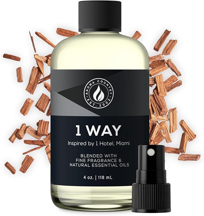 Aroma Country 1 Way Diffuser Oil - Luxury Hotel Santal Fragrance Oil for Diffuser Refill, Sandalwood Home Aroma Diffusers & Room Spray - My Way Premium Aromatherapy Oils & Home Scent (4 Fl Oz)