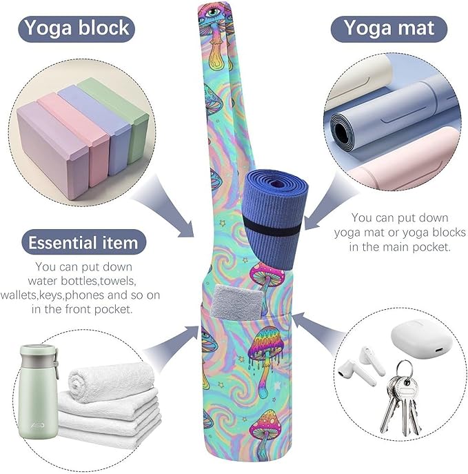 Meaudiwes Large Yoga Mat Bag Fit Most Size for Ladies Yoga Mats Carrier Bags Multi-Functional Exercise Mat Holder Storage Bag