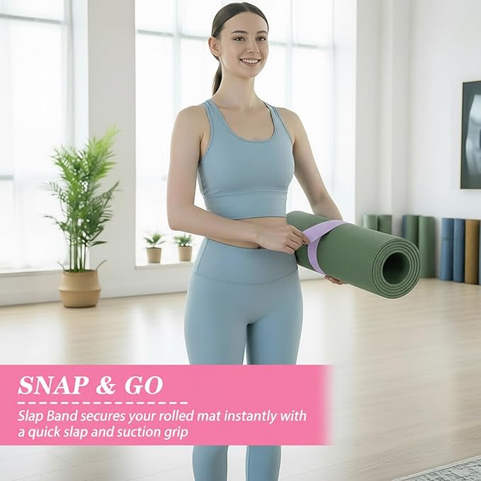 APLZGMG Yoga Mat Strap, One Snap Yoga Mat Slap Band for Keep Mats Tightly Rolled, Elastic One Snap Straps Band
