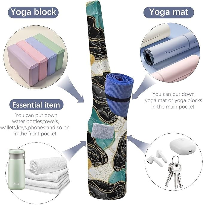 Aiyoolee Yoga Mat Carrier Portable Single Shoulder Strap Bag with Pocket for Gym Yoga Workout Travel