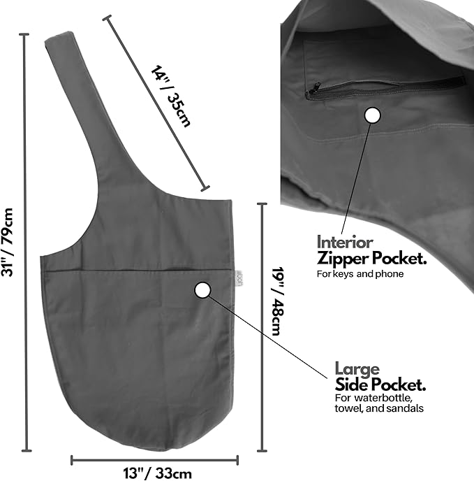 Yogiii Yoga Mat Bag | The ORIGINAL YogiiiTote Yoga Bag | Sling Mat Tote w/Large Side Pocket & Zipper Pocket | Yoga Mat Carrier Fits Most Size Mats