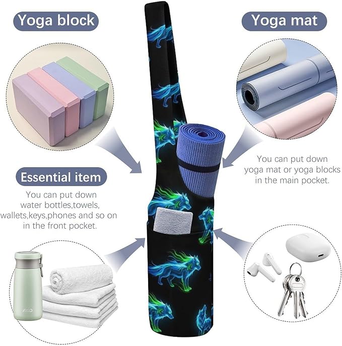 Aiyoolee Fashion Yoga Mat Bag with Large Pocket, Long Tote Yoga Bag Fit Most Mats Accessories