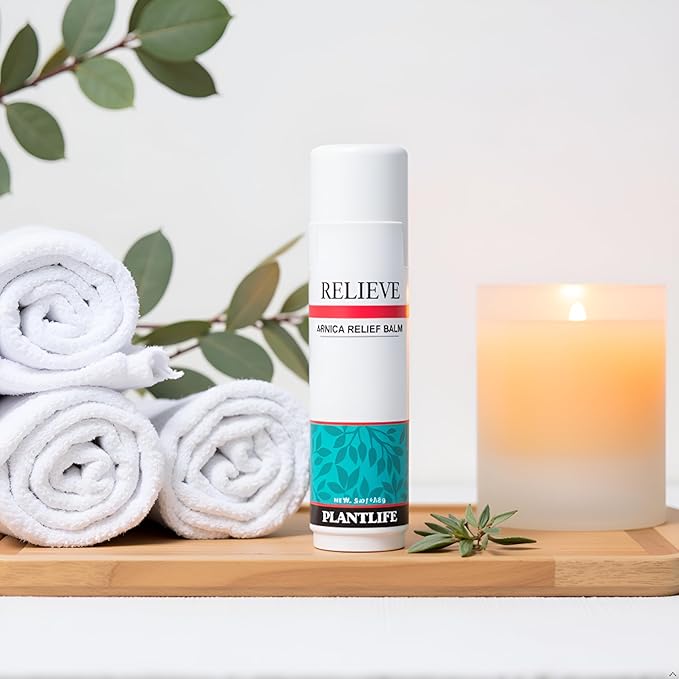Plantlife Arnica Relieve Balm - Made with Arnica and 100% Pure Essential Oils - Relieve Products are a Homeopathic Solution for Everyday Use - Works Quickly and Effectively - Made in California