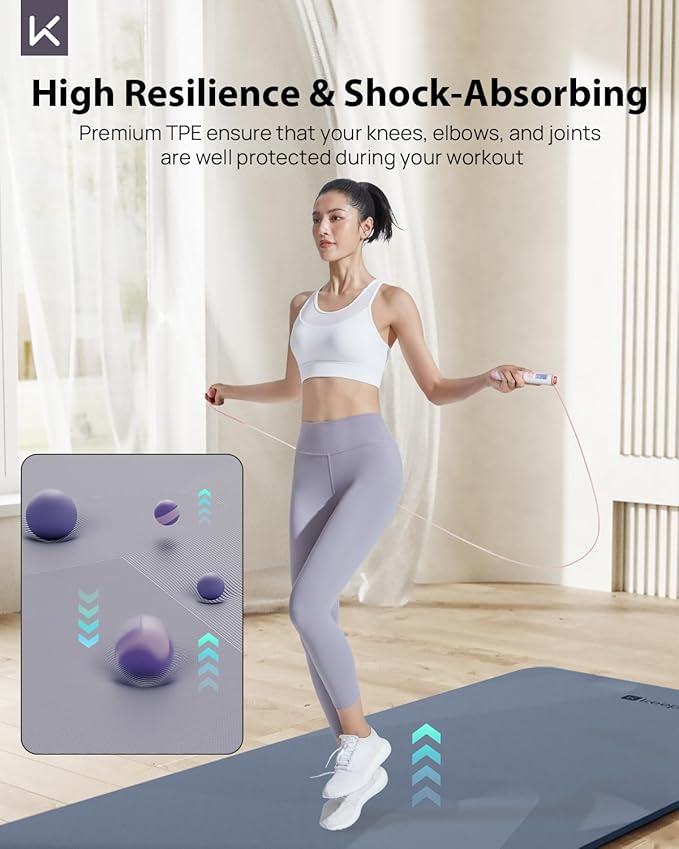 KEEP Yoga Mat, 32" Extra Wide Exercise Mat with Strap for Men and Women, 7mm Thick Double-Sided Non-Slip Eco-friendly Yoga Mat for Pilates, Workout and Fitness
