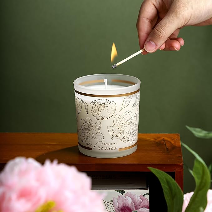 ROMIIE ZOI Scented Candle - Peony - 6oz Aromatherapy Soy Wax Jar Candle for Home, Gifts for Women - 170g