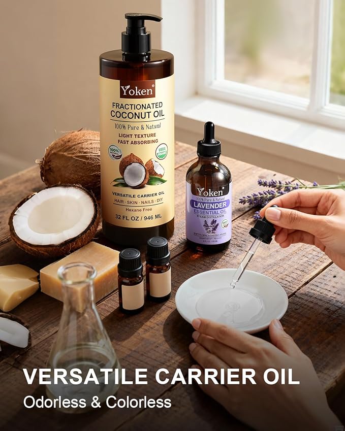 Organic Fractionated Coconut Oil, 32 Fl Oz, USDA Certified Liquid Coconut Oil for Hair & Body, Carrier Oil for Essential Oils, Unscented, Hexane Free