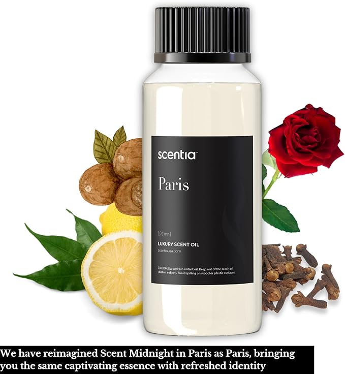 Scentia Hotel Fragrance Oil Inspired by The Hotel Costes - 120 mL 4.06 fl oz - Refill Diffuser Oil Blend Rose, Clove & Sandalwood Notes for Aromatherapy Diffusers - Paris, Thanksgiving Gift
