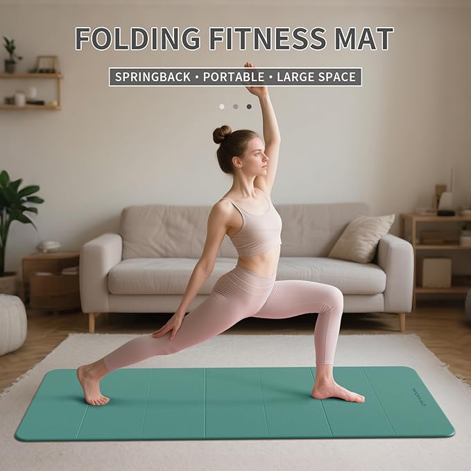 WOHAO 7-Fold Yoga Mat 70"x24" - 1/2 Inch Thick Folding Exercise Mat, Compact Non-Slip TPE Mat for Travel, Storage, Yoga & Home Gym, Lightweight & Portable